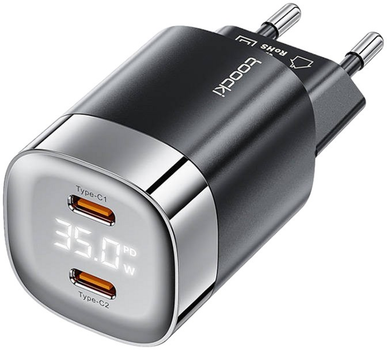 Мережевий зарядний пристрій Toocki 2 x USB-C 35 W Black (TCTAC -ZXB01 black)