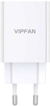 Мережевий зарядний пристрій Vipfan USB 18 W QC 3.0 + кабель USB-C White (E03S-TC)