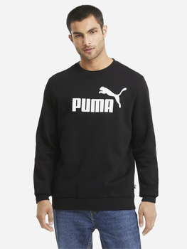 Bluza bez kaptura polarowa męska Puma Ess Big Logo Crew Fl 58667801 S Czarna (4063697319752)