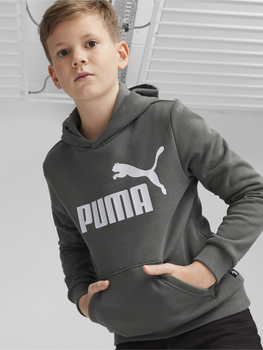 Chłopięca bluza z kapturem ocieplana Puma Ess Big Logo Hoodie Fl B 586965-60 92 cm Ciemnoszara (4099685595839)