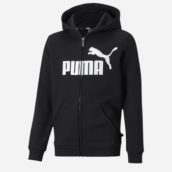 Dziecięca bluza rozpinana dla chłopca Puma Ess Big Logo Fz Hoodie Fl B 586967-01 128 cm Czarna (4063697291058)