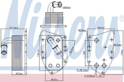 Масляный радиатор (теплообменник) NISSENS 90805 Opel Astra, Meriva; Chevrolet Cruze 1075948S01, 55577343, 650085