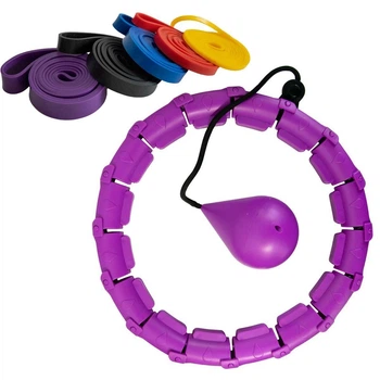 Обруч для схуднення з обтяжувачем Hoola Hoop Massager Фіолетовий та гумки для фітнесу 110 см (VS7187TOP2)