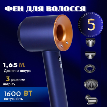 Фэн-стайлер для волос Supersonic Premium 6 в 1 цвет золото