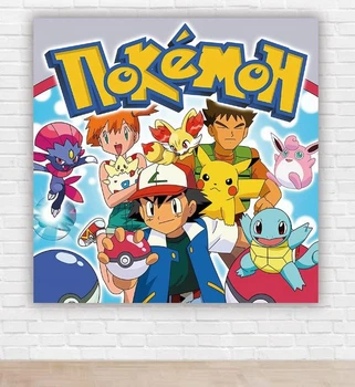 Паперовий плакат "Покемон/Pokemon, всі герої" 150х150см