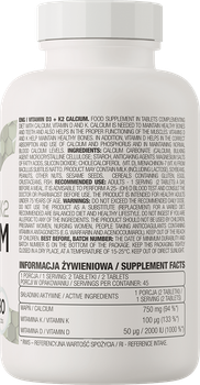 Харчова добавка OstroVit Vitamin D3 + K2 + Calcium 90 таблеток (5902232618624)