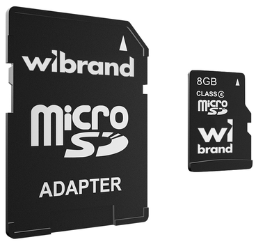 Карта памяти Wibrand microSDHC 8GB Class 4 + SD адаптер (WICDC4/8GB-A)