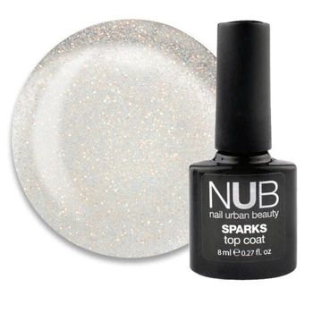 Топ для гель-лака без липкого слоя NUB Sparks Top Coat Opal с шиммером 8 мл (962002091069)