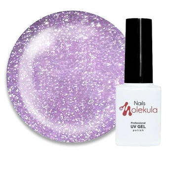 Гель-лак Nails Molekula Flash Effect F06 светоотражающий сиреневый с блестками и шиммерами 6 мл (8479350758114)