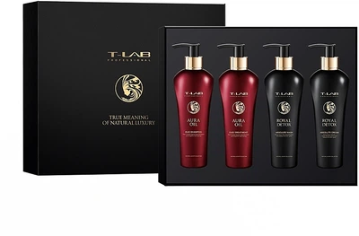 Набор - T-LAB Professional Royal Detox + Aura Oil (h/cond/300ml+h/shm/300ml+b/wash/300ml+b/cream/300ml) Набор (947698-0-2)