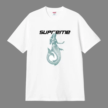 Футболка унисекс с русалкой Supreme размер S белого цвета