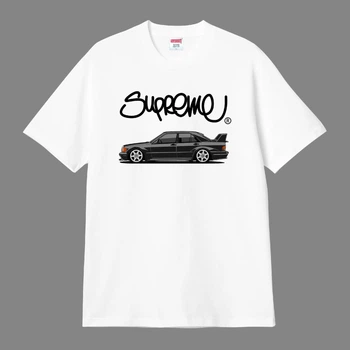 Футболка унисекс с авто Supreme размер M белого цвета