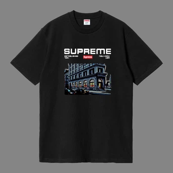 Футболка унисекс с рисунком города Supreme размер L черного цвета