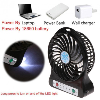 Портативний міні вентилятор 3-х швидкісний USB+ акум. Portable Fan білий