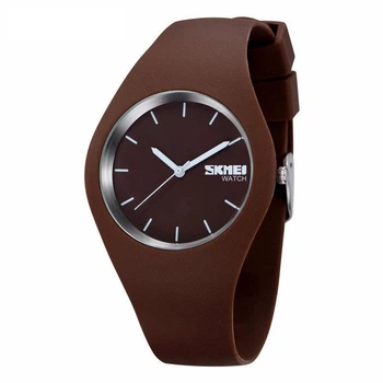 Женские часы Skmei 9068 Rubber Коричневые