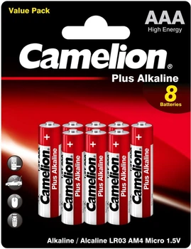 Батарейка Camelion LR03-BP(5+3) Plus Alkaline 1x(5+3) шт (0849198007435)