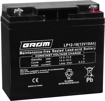 Тяговый аккумулятор Grom AGM 18Ah 12V (СТ-00163968)