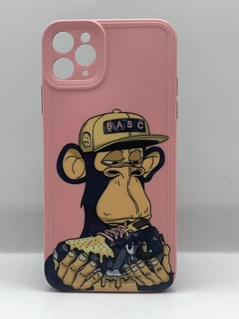 Чохол з принтом NFT мавпи для Apple iPhone 11 Pro Max рожевий