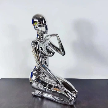 Большая статуэтка Киберпанк Геноид Хадзимэ Сораяма (Hajime Sorayama), серебряная