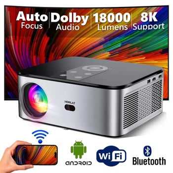 Мультимедійний проектор HORLAT T03 Full HD WiFi Bluetooth з динаміками та автофокусом