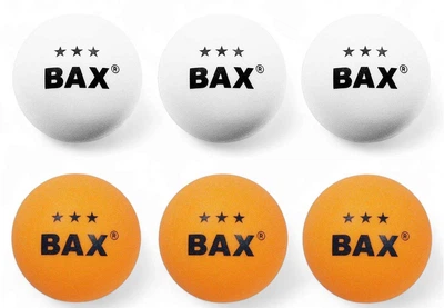 Мяч для настольного тенниса BAX 3* white/orange 6 шт