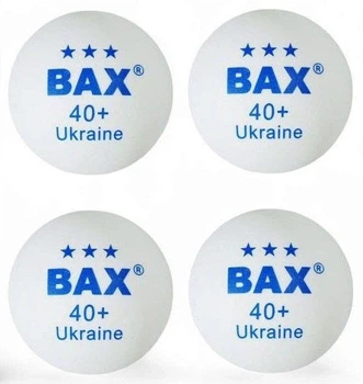 Набор мячиков для настольного тенниса BAX 3* 40+ Ukraine 4 шт WHITE 151313