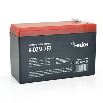 Тяговый аккумулятор AGM Merlion 6-DZM-7, F2, 12 В 7 Ач