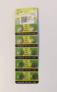 Батарейка алкалиновая T&E 395A SR927SW LR927W AG7 CX57 LR57 LR926 G7 V7GA 1.55 В для кварцевых часов 10 шт.