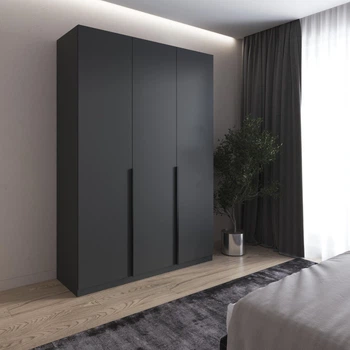 Шкаф для одежды со штангой и полками 150×50×220 см для спальни, гостиной, прихожей, гардероба, Антрацит