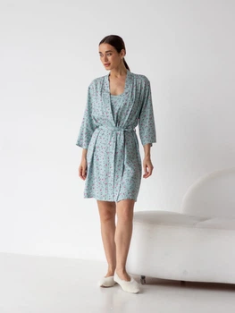 Халат женский BARWA garments 0099 S Бирюза в мелкий цветочек (2110000991845)