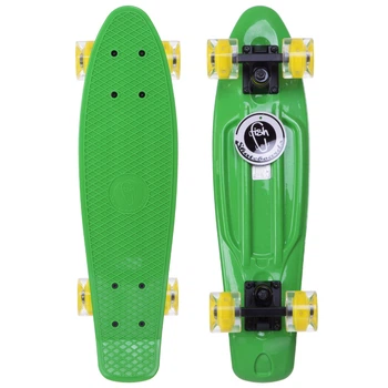 Скейт пенни борд Penny My Go Fish Skateboards 405-8 со светящимися колесами Green-Yellow