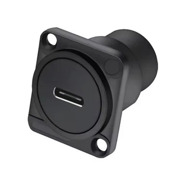 Проходной адаптер USB Type-C, B1018, гнездо-гнездо, D-посадка, корпус - цинковий сплав, чорный, I-Taki