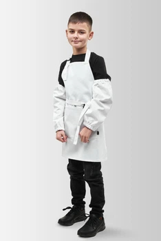 Фартук с нарукавниками для уроков труда детский Latte Junior 7-12 лет Vsetex Белый