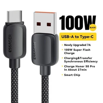 USB кабель 1м для быстрой зарядки USB A - Type-C 100W Essager ES-X46b черный