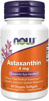 Астаксантин, Now Foods, Astaxanthin, 4 mg, 60 капсул