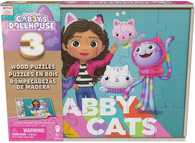 Zestaw drewnianych puzzli Spin Master DreamWorks Gabby's Dollhouse 28.4 x 21.3 cm 3 x 24 elementy (0778988457542)