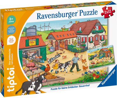 Zestaw puzzli Ravensburger Dla Małych Odkrywców Farma 26.4 x 18.2 cm 2 x 12 elementów (4005556001361)