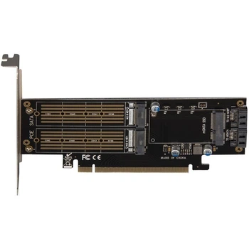 Контролер Frime (ECF-PCIEtoSSD009.LP) PCI-E-2хM.2 (B&M Key)+1хmSATA Сріблястий 39120