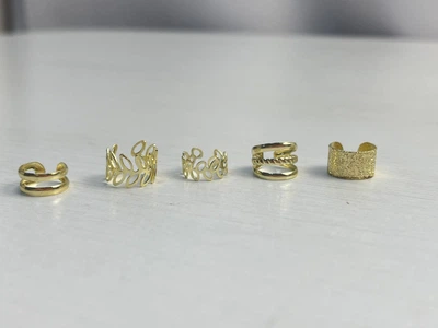 Набір кафф 5 штук біжутерія сережки золотисті Fashion Jewelry (II) 32421