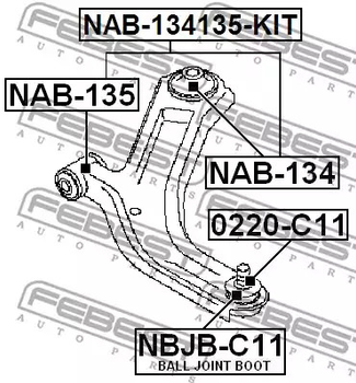 Сайлентблок рычага RENAULT CLIO, NISSAN WINGROAD, FEBEST (NAB134)