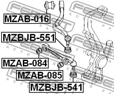 Сайлентблок рычага MAZDA 6, FEBEST (MZAB016)