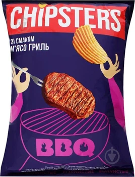 Натуральні чіпси CHIPSTERS зі смаком М'ясо на грилі 120 г