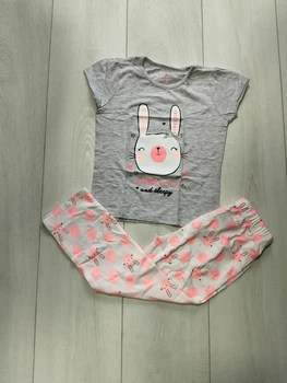 Пижама (футболка+штаны) серо-розовая Зайка Primark 122см (400097673)