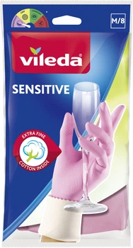 Рукавички господарські Vileda Sensitive Латексні розмір М (8001940003320)
