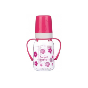 Пляшка 120 мл (BPA FREE) з ручкою Canpol babies 11/821 Рожевий 5903407118215_3