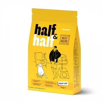 Сухой корм для кошек Half&Half Adult 8 кг, с говядиной