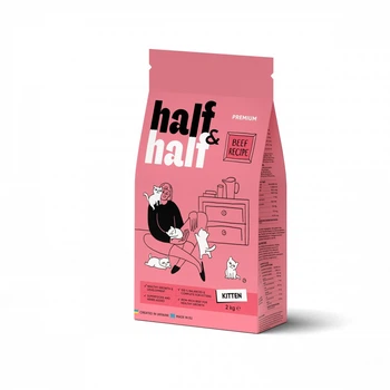 Сухой корм для котят Half&Half Kitten 2 кг, с говядиной