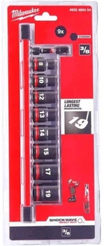 Набор головок ударных Milwaukee 3/8" 9 предметов 8-19 мм + переходник (4932480454)