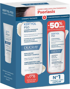 Zestaw do pielęgnacji włosów Ducray Kertyol Pso Anti-Itch Rebalancing Treatment Szampon 200 ml + Koncentrat 100 ml (3282779366885)