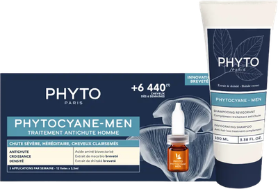 Zestaw przeciw wypadaniu włosów Phyto Phytocyane Anti-Fall Treatment For Men Szampon 100 ml + Koncentrat 12 x 5 ml (3701436918248)